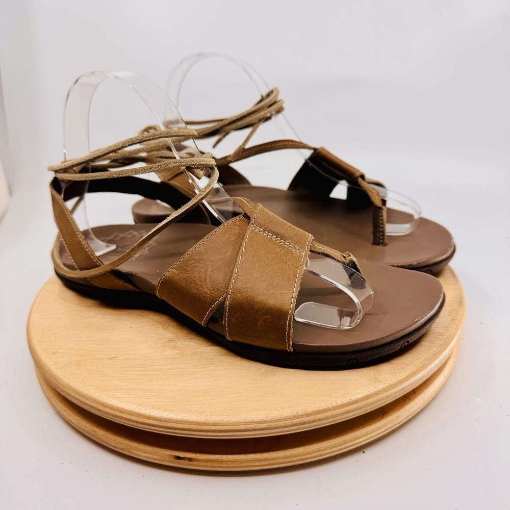 Chaco Sandals Shoes Womens 7 Sage Brown Leather Strappy Gladiator Comfort - Picture 4 of 7